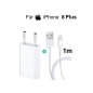 Preview: iPhone 8 Plus USB Ladegerät Netzteil 5W + Lightning Ladekabel 1m